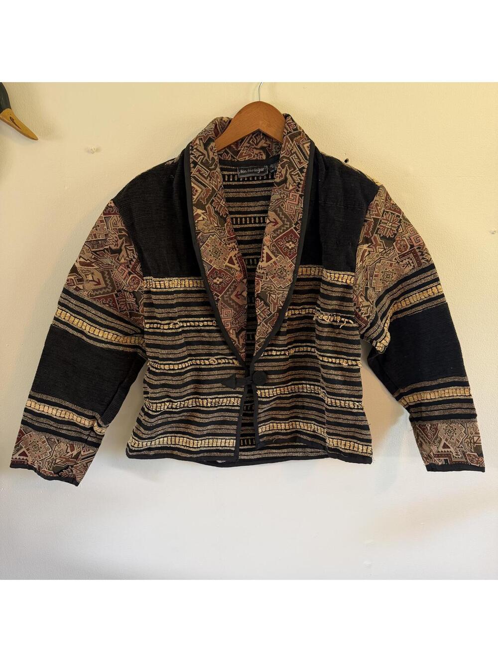 Womens Blazer With Boho Floral Tapestry Size Medium